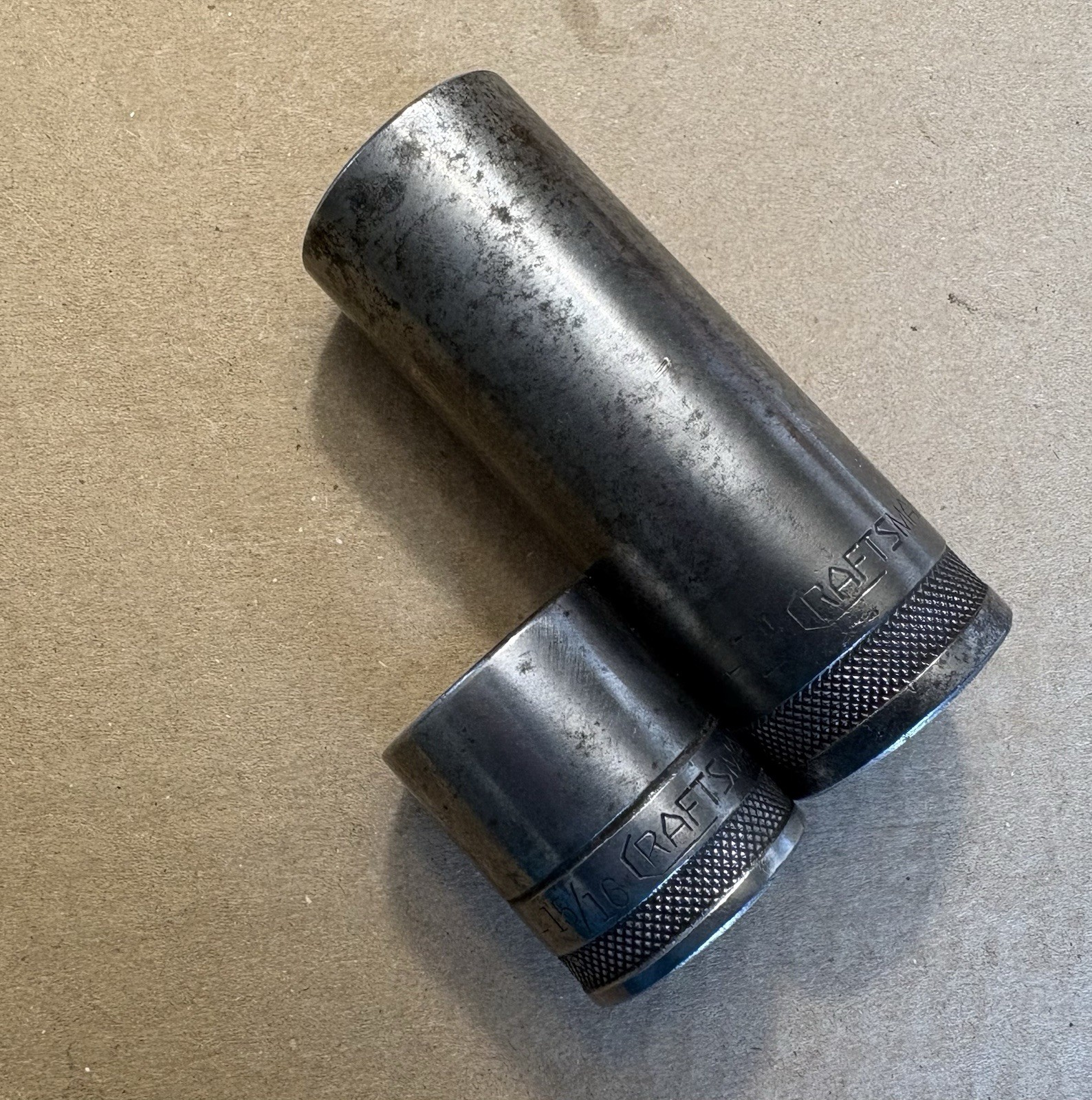 Vintage Tools Craftsman Circle H 1/2″ Drive 12 Point Deep Socket 15/16″ & 1”