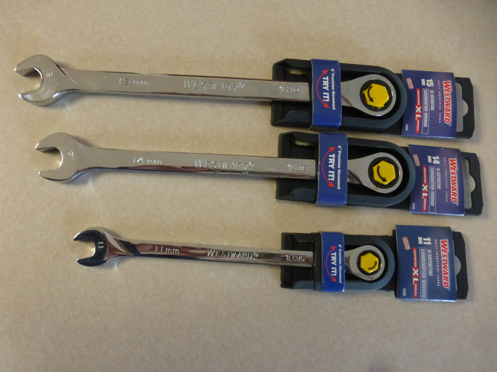 NEW EXTRA LONG COMBINATION RATCHETING WRENCHES SIZE: 11MM 14MM 15MM