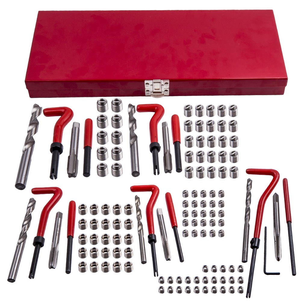131 pcs Thread Repair Tool Kit Drill Bits Taps Threaded Inserts Installation