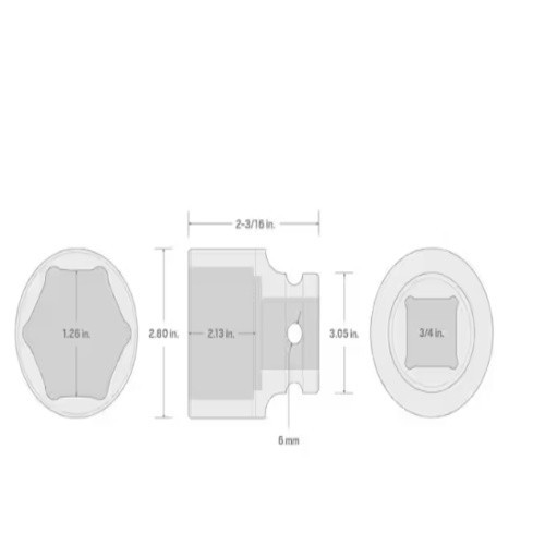 3/4 in. Drive x 2-3/16 Inch 6-Point Impact Socket