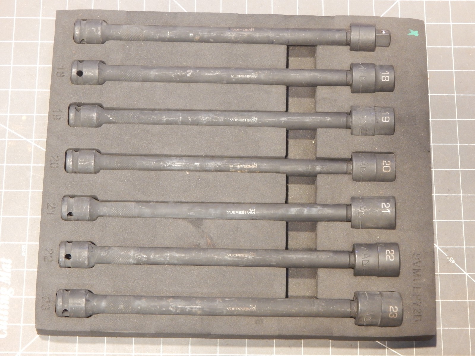 Mac 7Pc Metric 1/2 Drive Impact Swivel Socket Extension Set 18MM 23MM 12Pt Dr