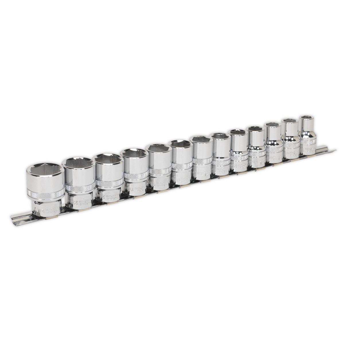 Sealey Socket Set 13 Pcs 1/2″ Square Drive Lock-On 6 Point Metric 10-24mm AK2742