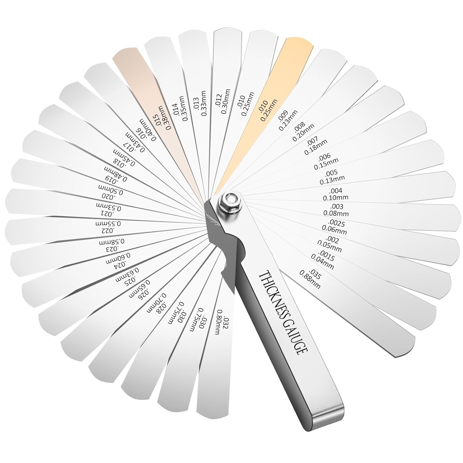 Feeler Gauge Set Stainless Steel Thickness 32 Blades 0.04-0.88 mm…