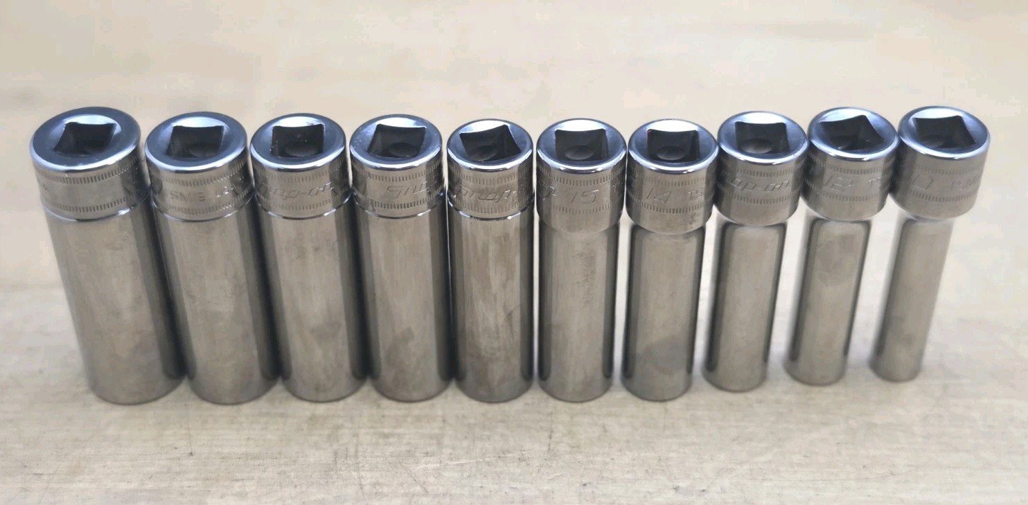 New Snap On 310TSM – 1/2″ Drive 10Pc Metric Deep 6 Pt Chrome Socket Set