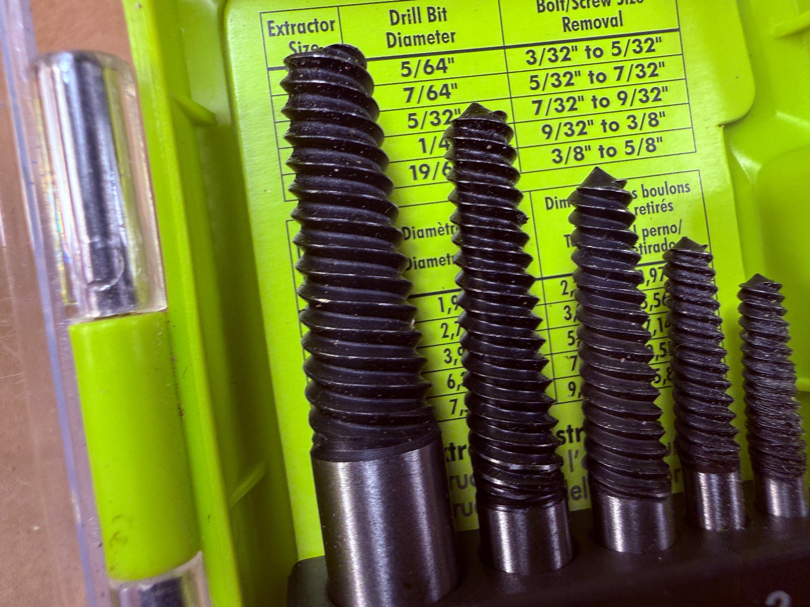 Lightly Used? – RYOBI Spiral Screw Extractor Set – 5 Piece A96SE51