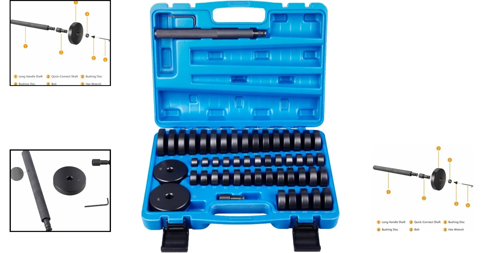 Universal Bushing Driver Tool Kit – 52 Discs for Efficient Bearing Replacement