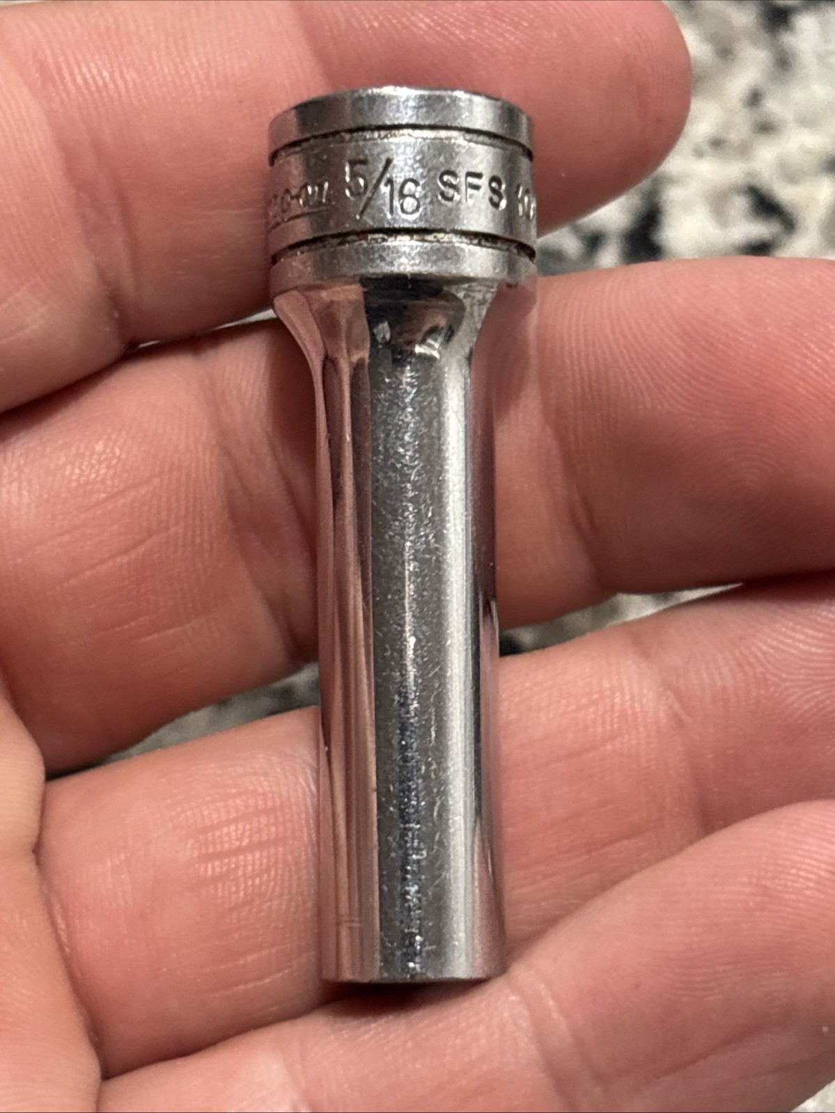 Snap-on Tools 3/8″ Drive SAE 5/16″ Deep 6 Point Chrome Socket SFS101 USA