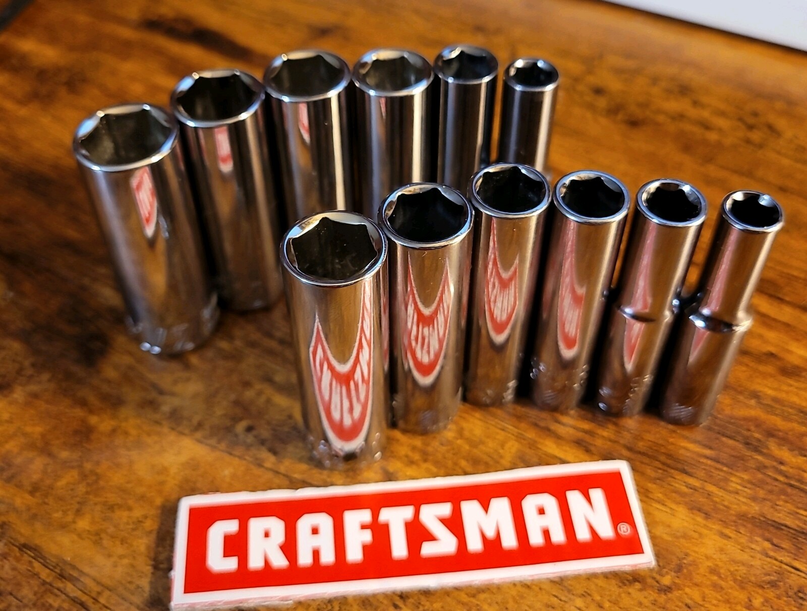 Craftsman 12 PC Deep 1/4″ Drive SAE and Metric 6 PT Sockets new