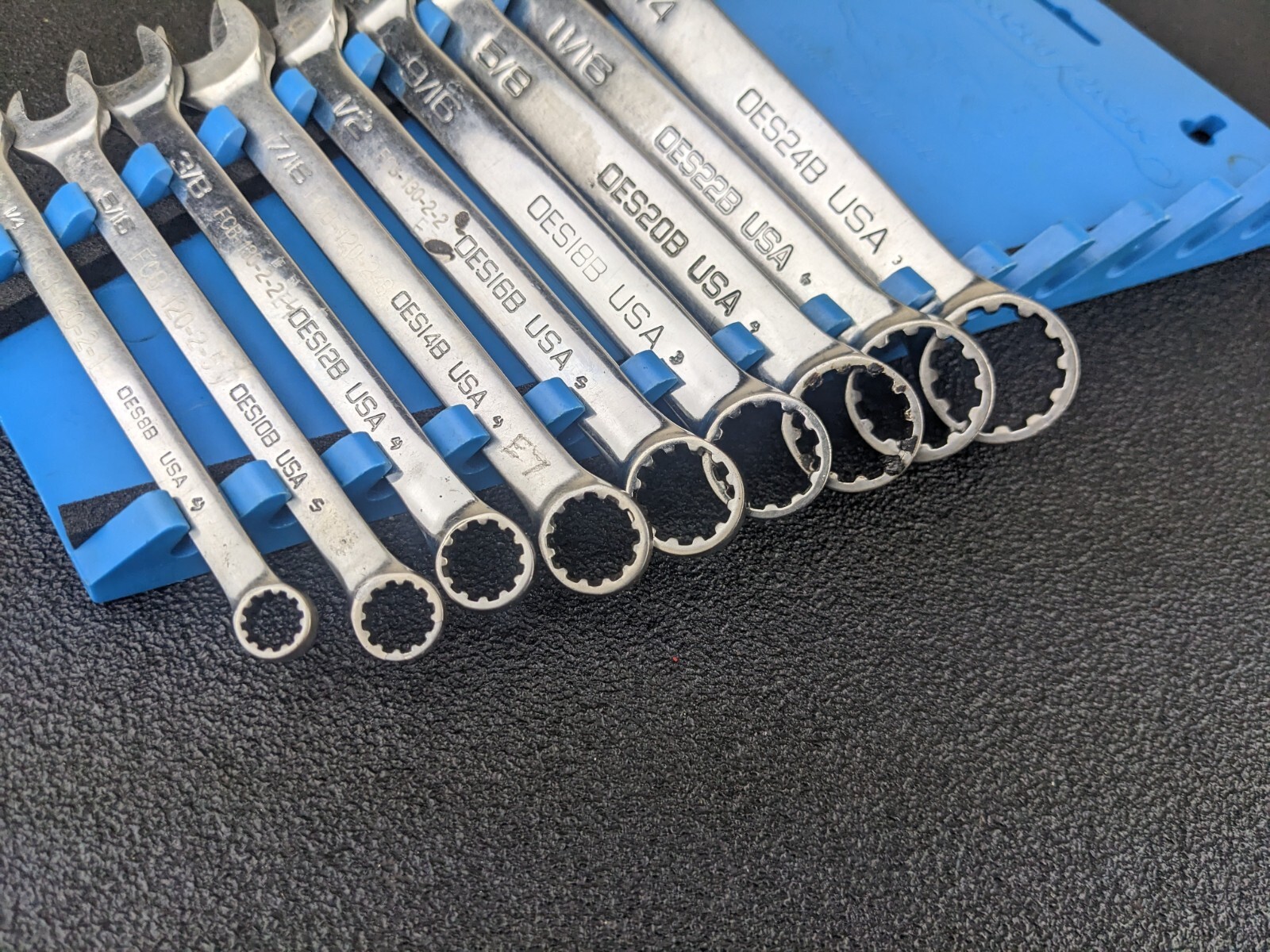 #bk473 Snap On Tools OES Master SAE Spline Short Wrench Set 3/8” – 3/4″ Aviation
