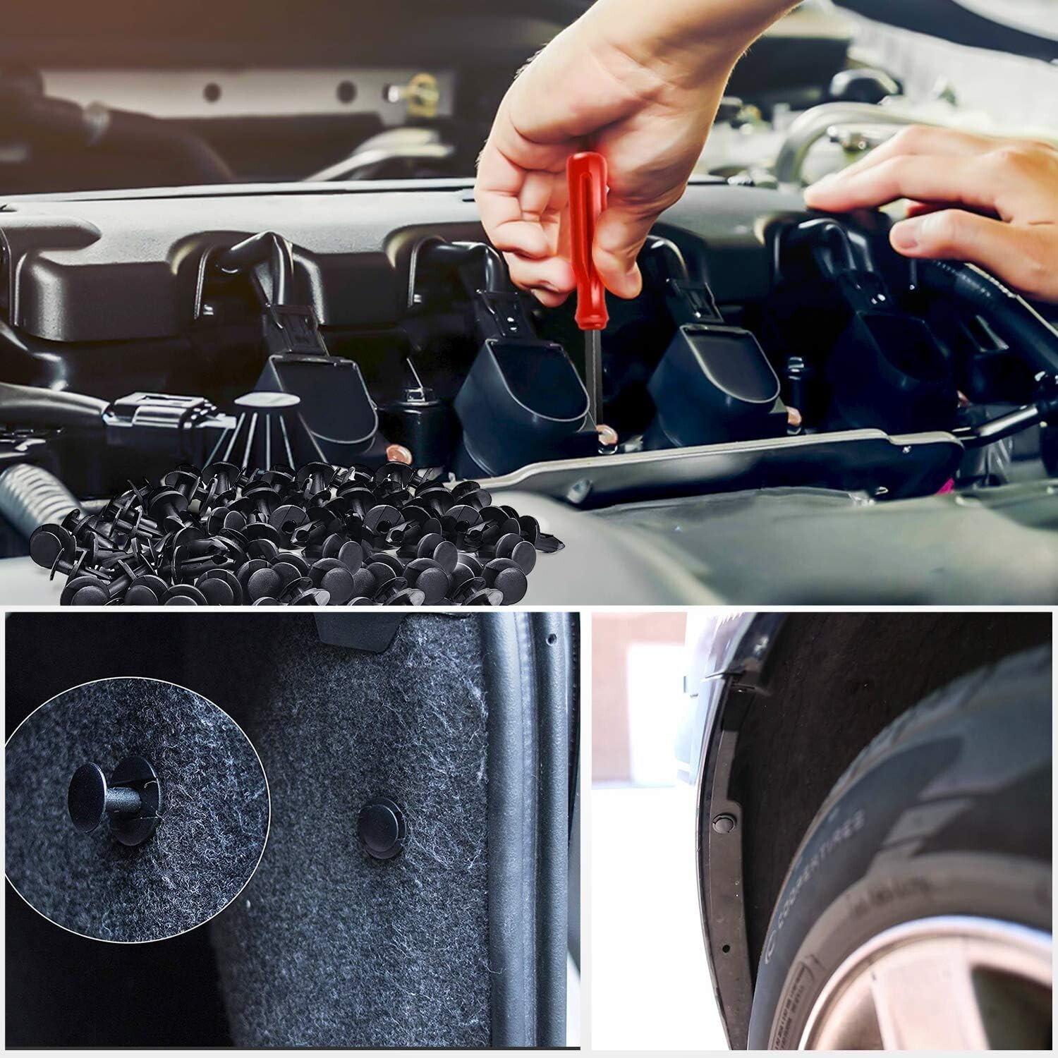 Nilight 100PCS Nylon Bumper Rivet Clips for GM 21030249 Ford N807389S
