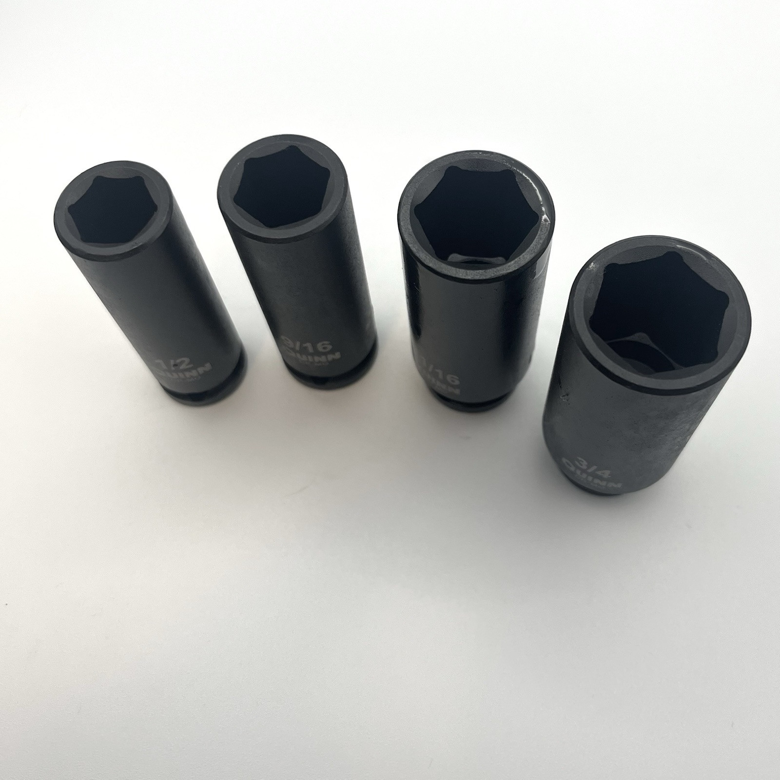YOUR CHOICE: Replacement Quinn SAE Impact socket, 3/8″ drive, 6 pt, deep, OEM