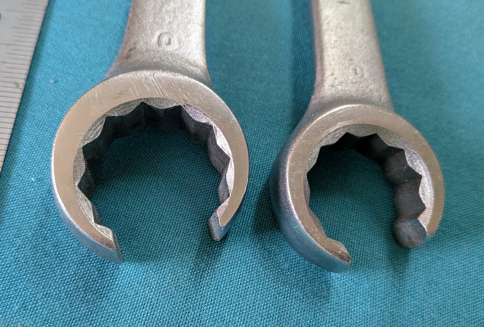 NICE Vintage VULCAN USA Flare Nut Line Wrench Pair XFN-2836 & 2432 Polished Face