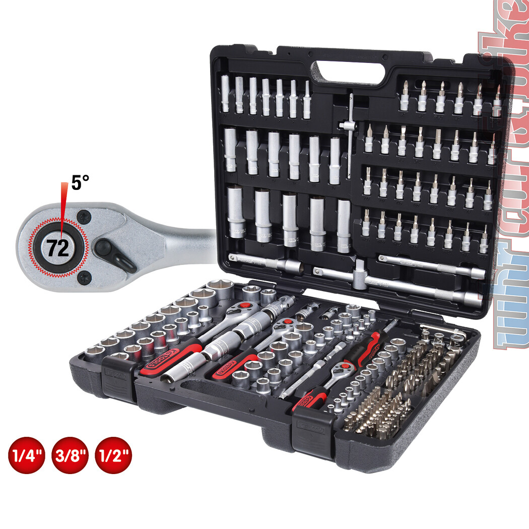 Nusskasten Steckschlüsselsatz KS Tools 1/4″ 3/8″ 1/2″ 195-teilig Knarrenkasten