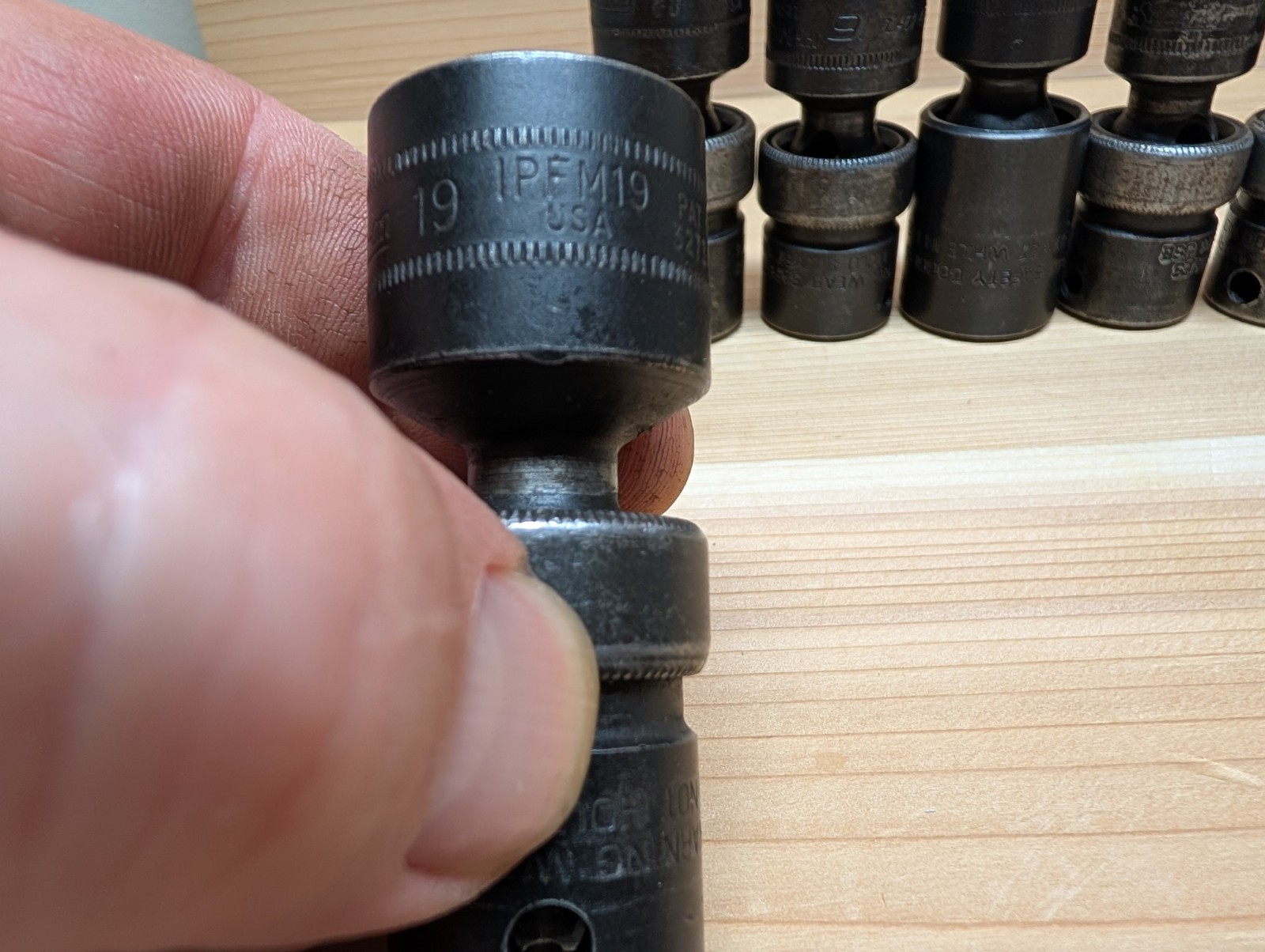 8 Piece Set Snap On 3/8″ Drive Impact Swivels Shallow Metric IPFM 10,12-17,19mm
