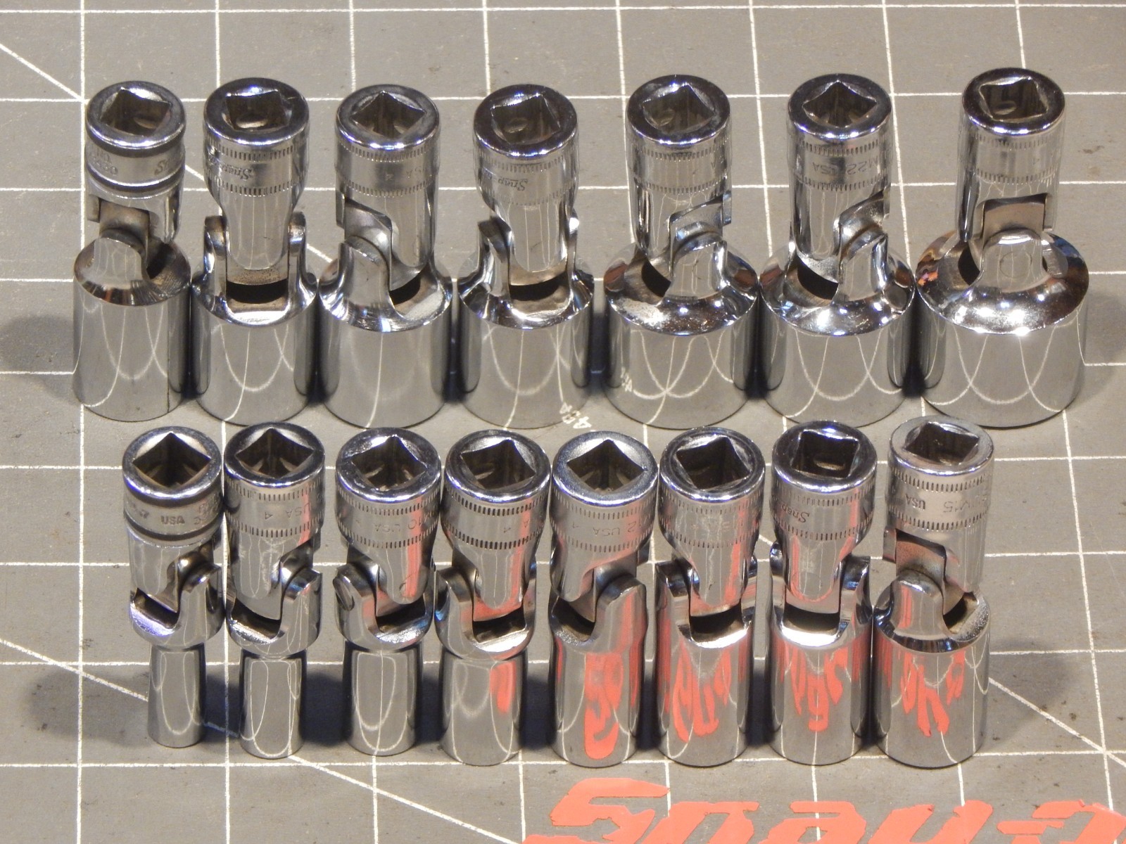 Snap On 15Pc Metric 3/8″ Drive Deep Universal Swivel Socket Set 7MM 24MM 6Pt