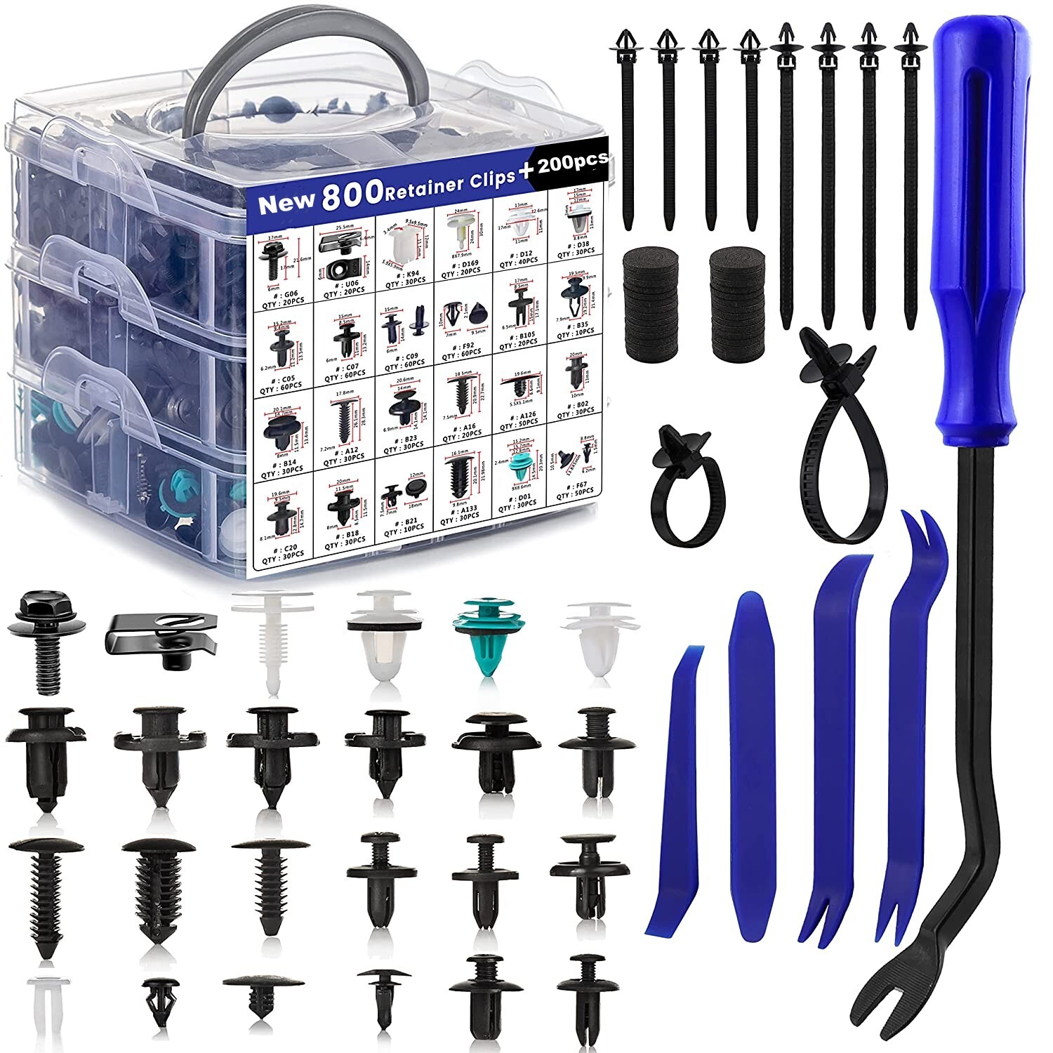 1115PCS Car Retainer Clips Auto Fasteners Push Trim Clips Pin Rivet Bumper Kit