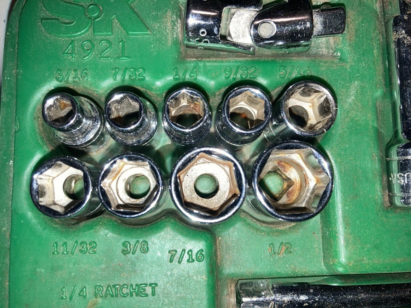 S-K SK 4921 SAE Standard Socket 1/4” Drive 21 Piece Set Short Deep 6 Pt Wright