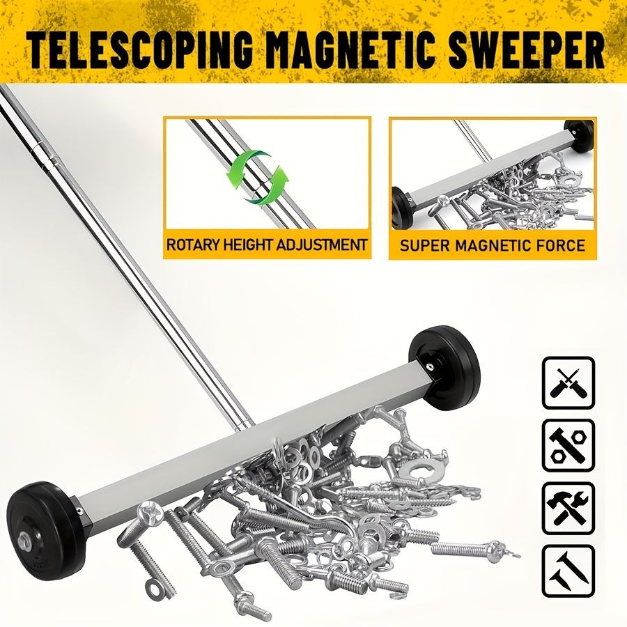 17-Inch Magnetic Sweeper on Wheels with an Adjustable Handle And a Heavy-Duty Ma