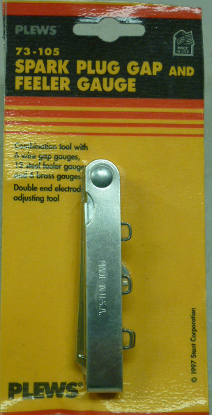 NOS! PLEWS SPARK PLUG GAP & FEELER GAUGE, No. 73-105, Made in USA!