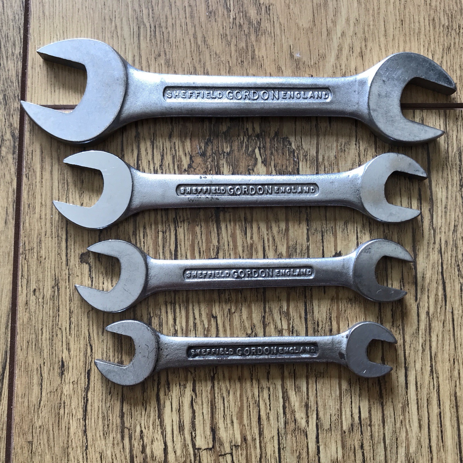 4 Vintage Gordon Tools Short Open Ended Spanner’s 7/16” To 1/8” Whitworth.