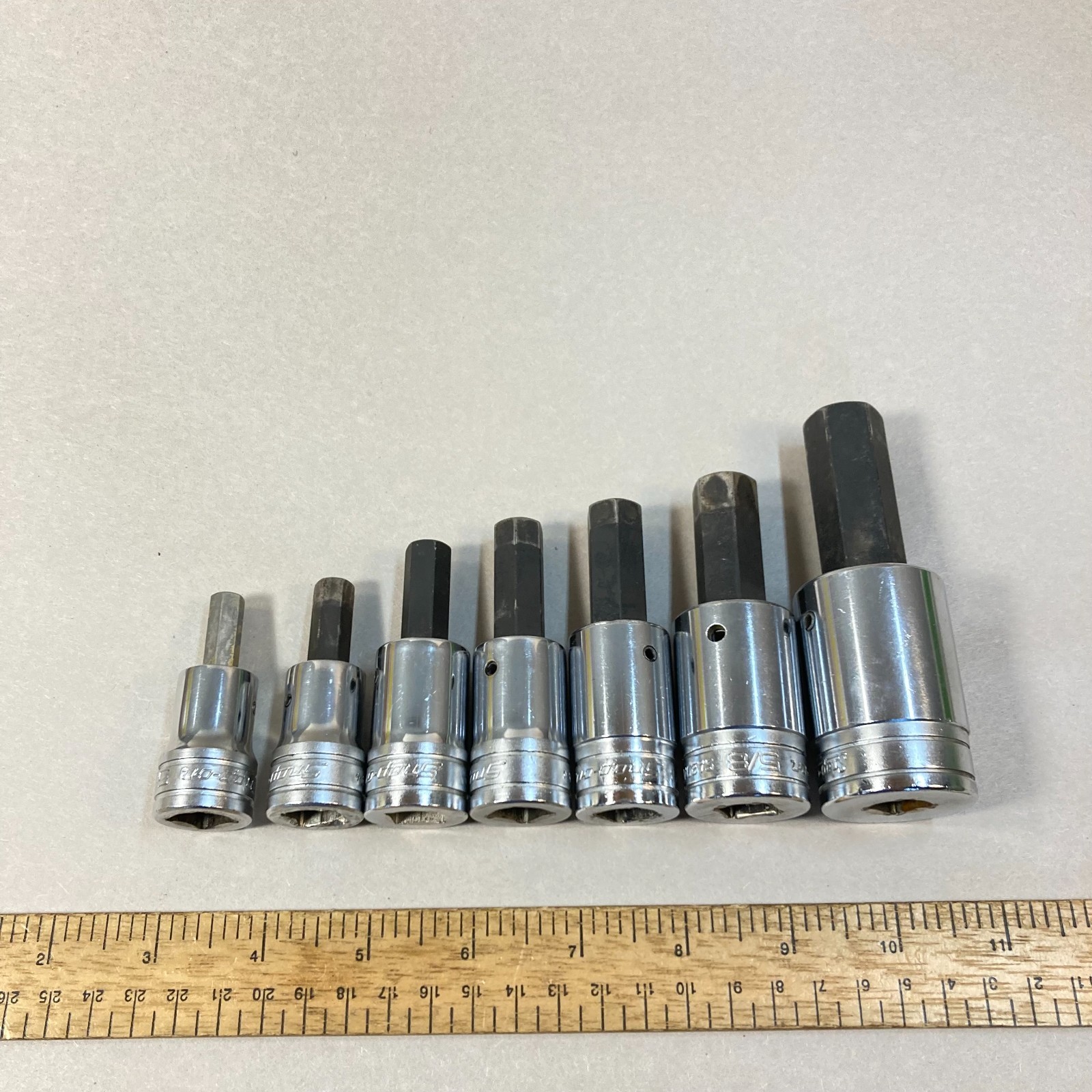 Snap-on Hex Bit Socket Set 7 Pc 1/2″ Drive SA24A 3/4″-SA10A 5/16″ USA