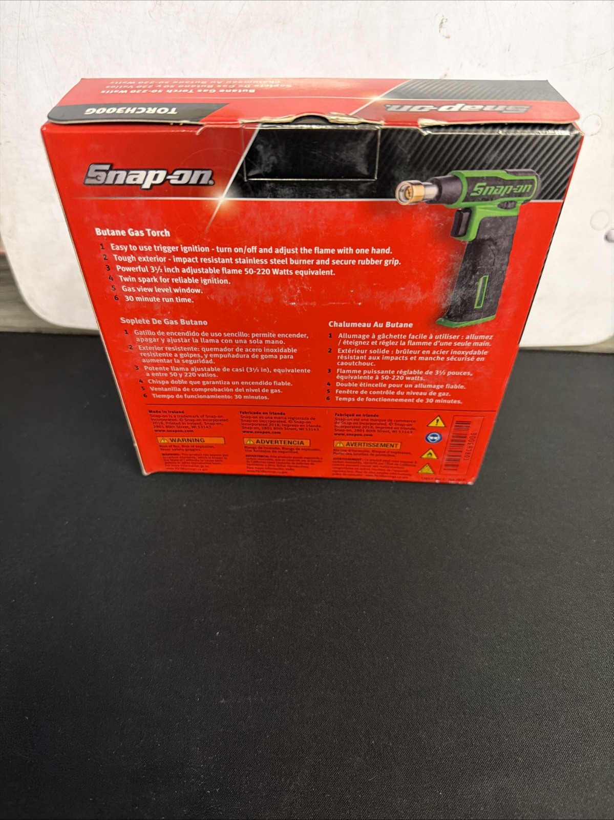 For Snap-on Tools Ireland NEW GREEN 50-220 Watts Butane Gas Torch TORCH300G