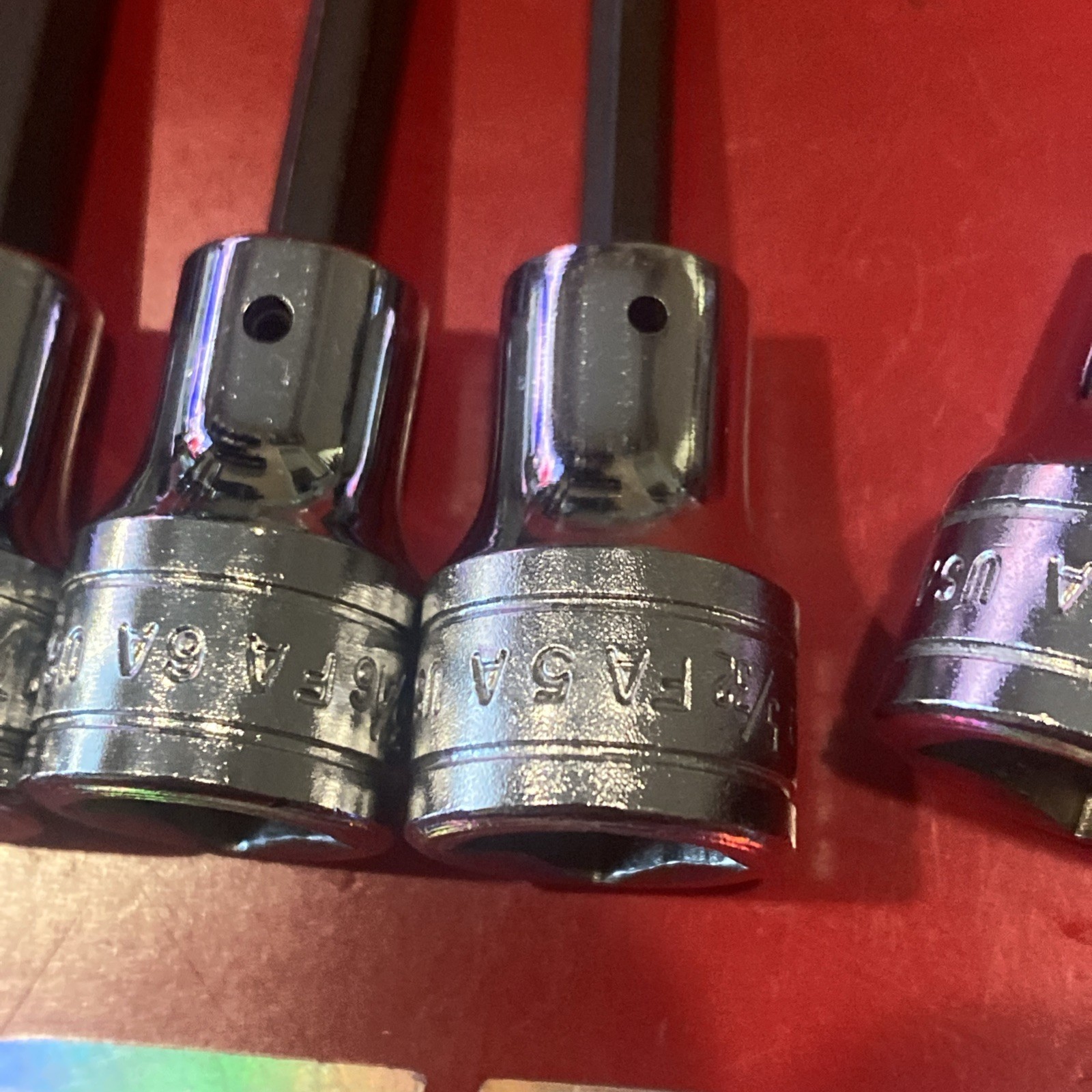 Snap-on 3/8” Drive Hex Bit Socket Set 6 Piece FA4.5A, FA5A FA6A FA7A FA8A FA12A