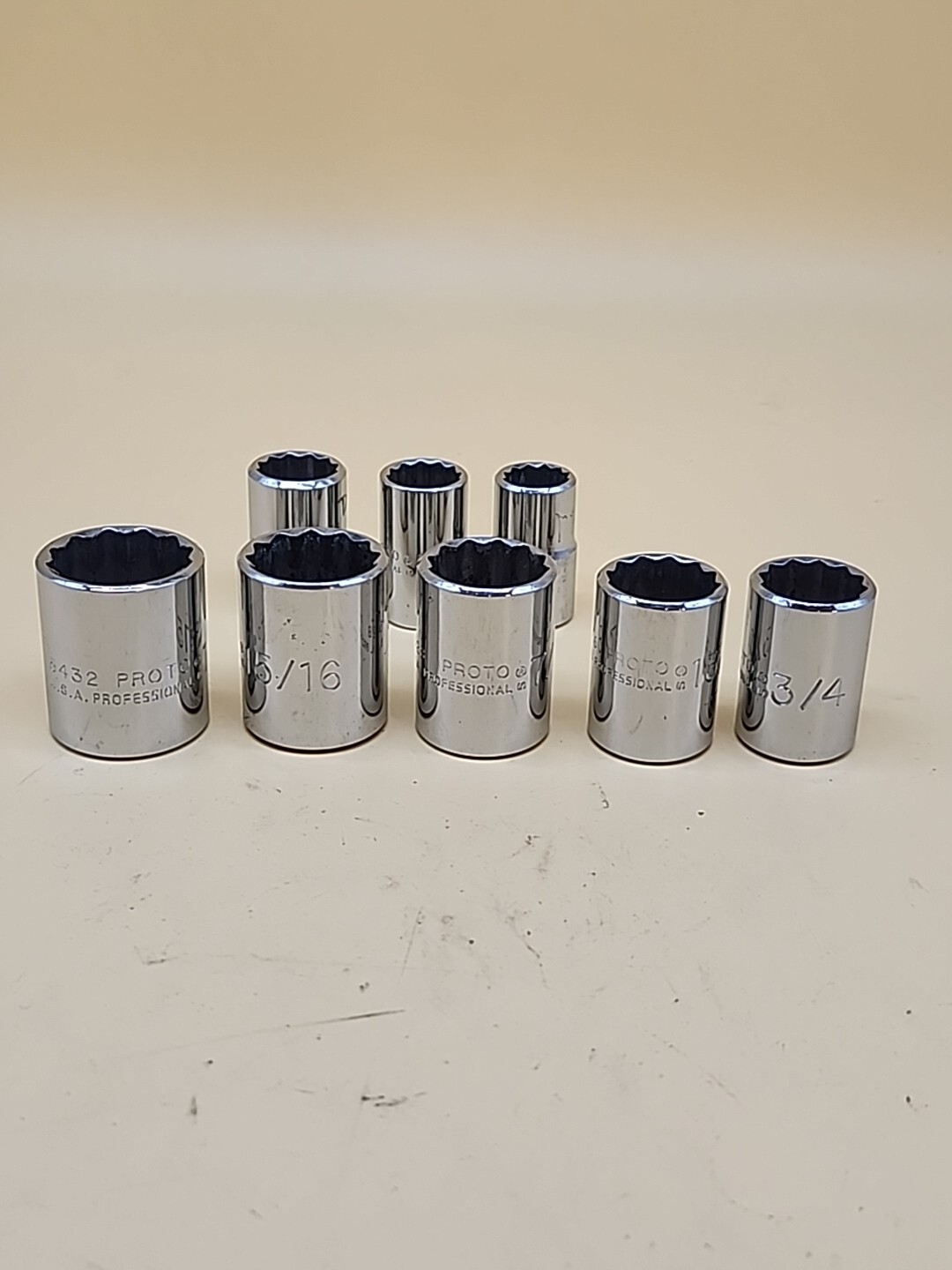 Proto 1/2″ Drive Sockets 1″, 15/16″, 7/8″, 13/16″ ,3/4, 11/16, 5/8, 9/16