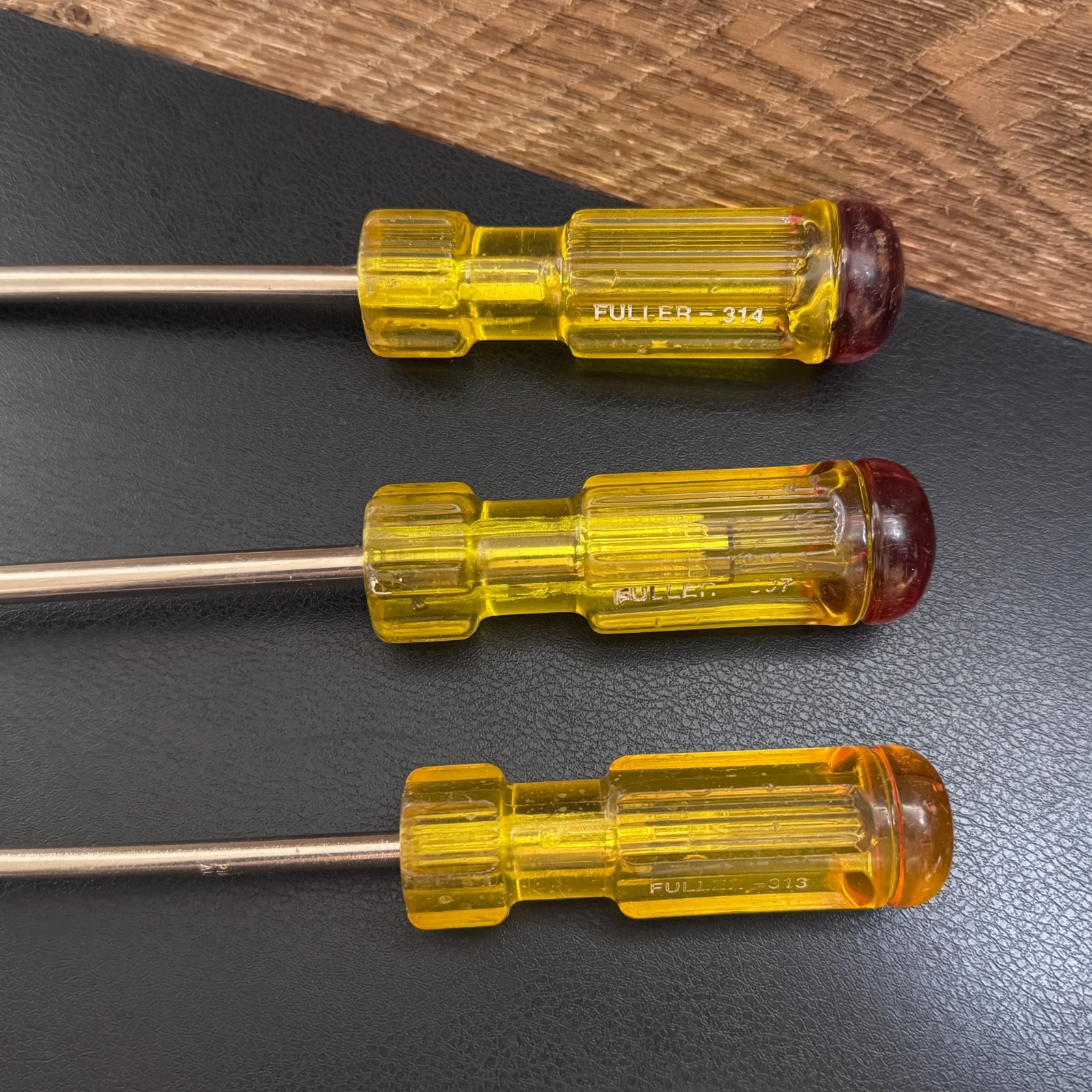 Vintage FULLER Screwdriver Lot 313 314 Phillips #2 #3 & 307 Slotted 3/8″ Red Top