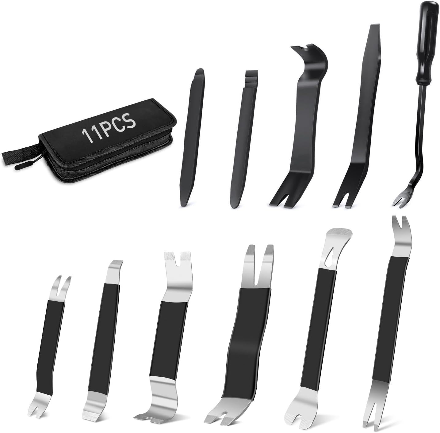 Durable 11PCS Metal & Nylon Trim Tools with Anti-Slip Grip for Car Interiors