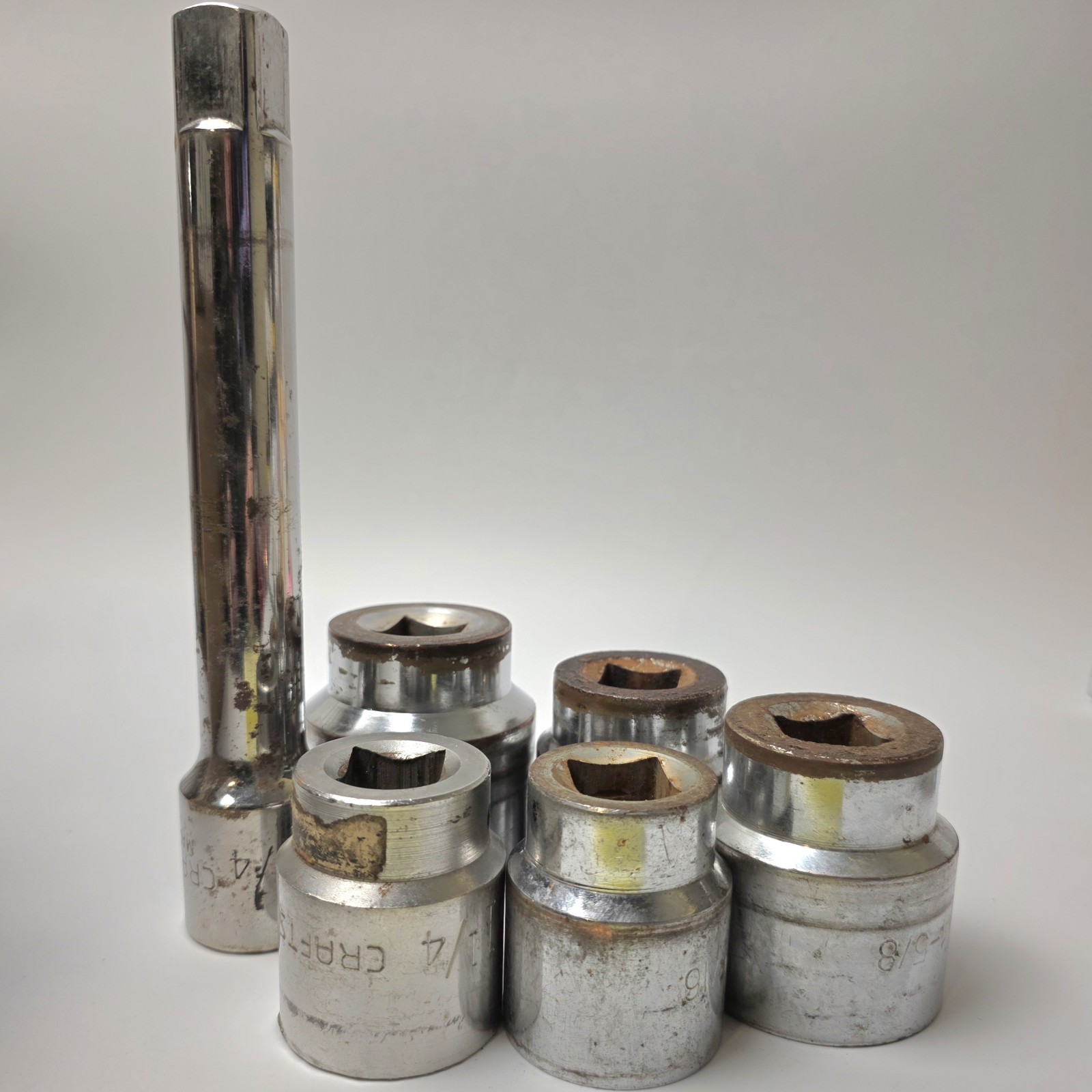Used 3/4″ Drive Shallow Sockets & 8″ 3/4″ Drive Extension SEE PICTURES #0722