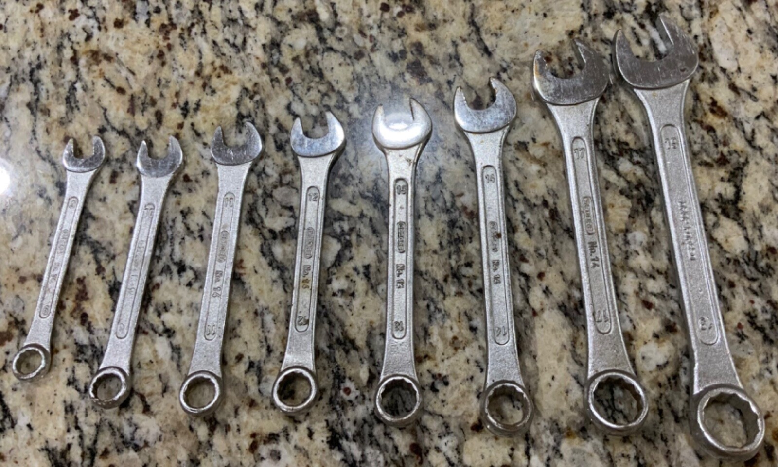Gedore 8 Piece No. 14 12 Pt. Combination Metric Wrench Set Vintage Drop Forged