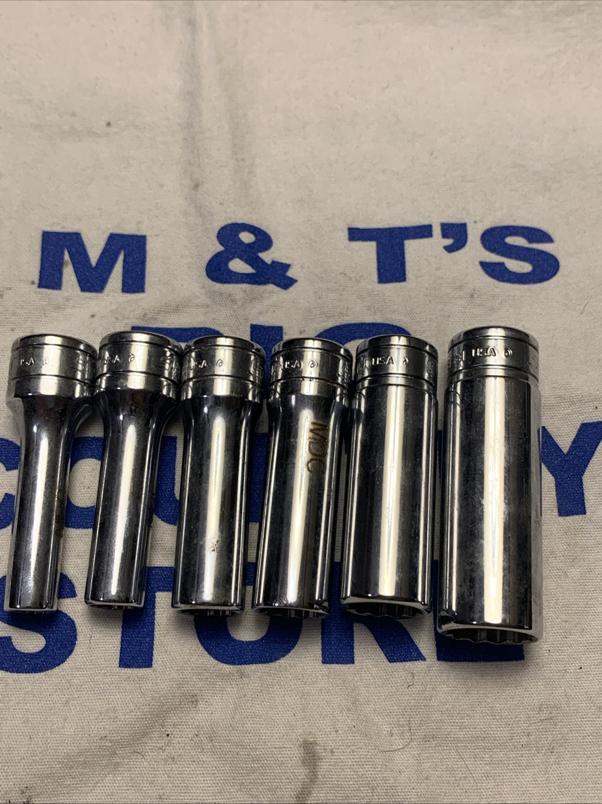 1996 Snap-on Tools USA 3/8″ Drive 12pt SAE 1/4-916″ 6pc Deep Socket Set