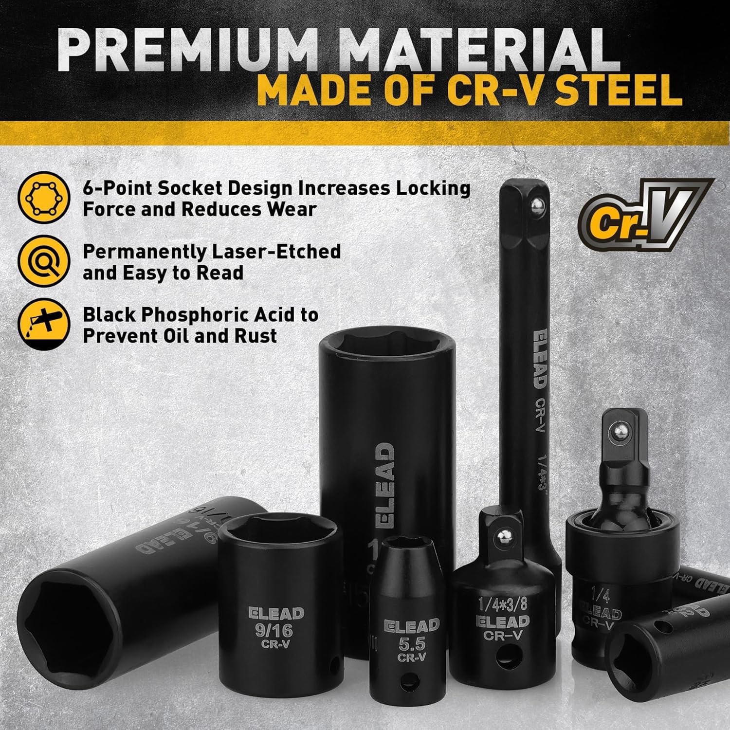 56pcs 1/4″ Drive Impact Socket Set with Case,SAE & Metric,Deep & Shallow,6-Point