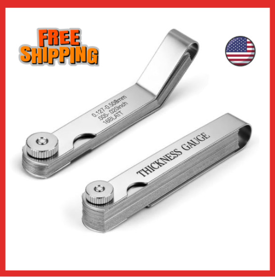 Feeler Gauge Set 2pcs Stainless Steel 32 Straight 16 Offset Blades SAE Metric