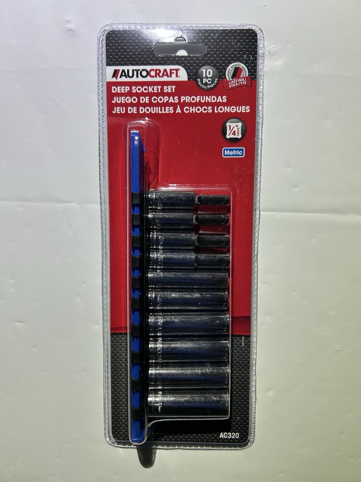 AUTOCRAFT- AC 320 Deep Socket Set, 1/4 in, Drive Metric 10 pc.
