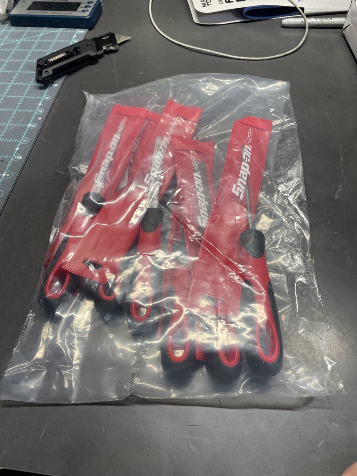 Snap On Tools NEW SGFMN106 6 Piece Red Soft Grip Handle Miniature File Set