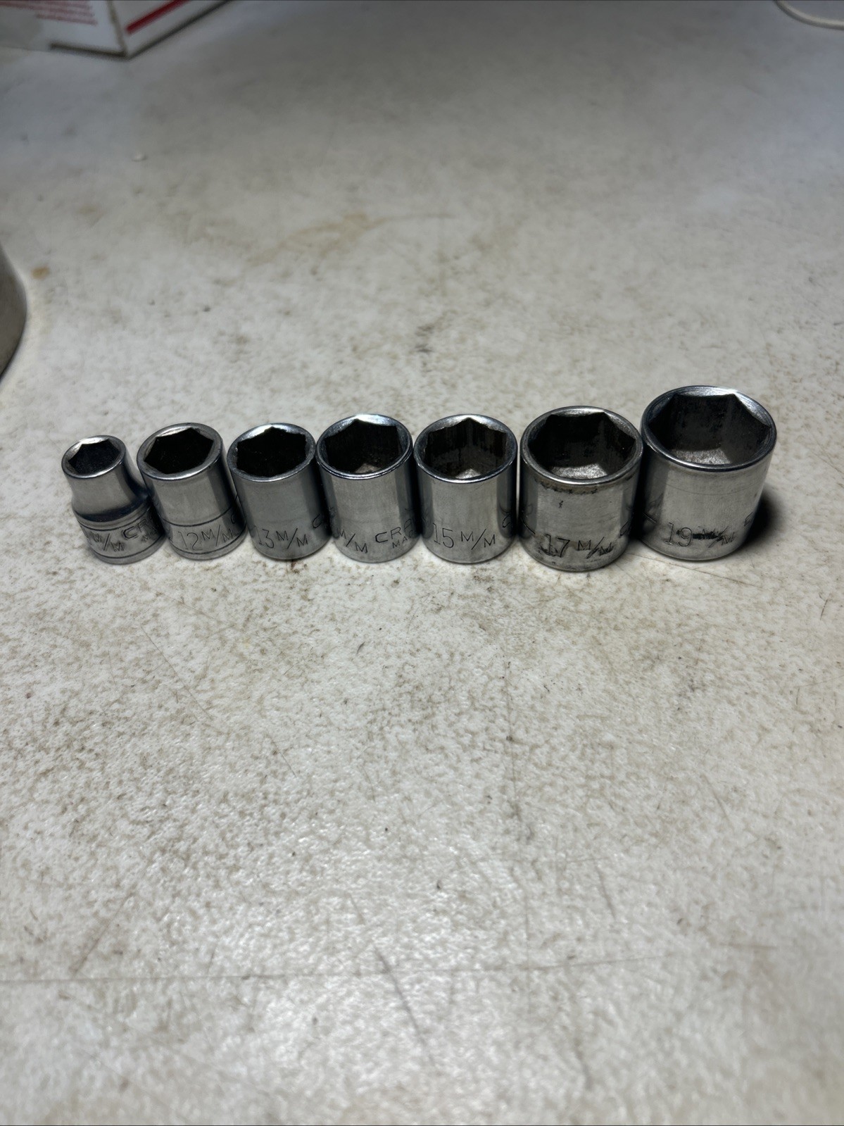 Craftsman -Lot Of 7 Shallow Metric Partial Sockets Set,3/8″ Drive,6pt -V- Series