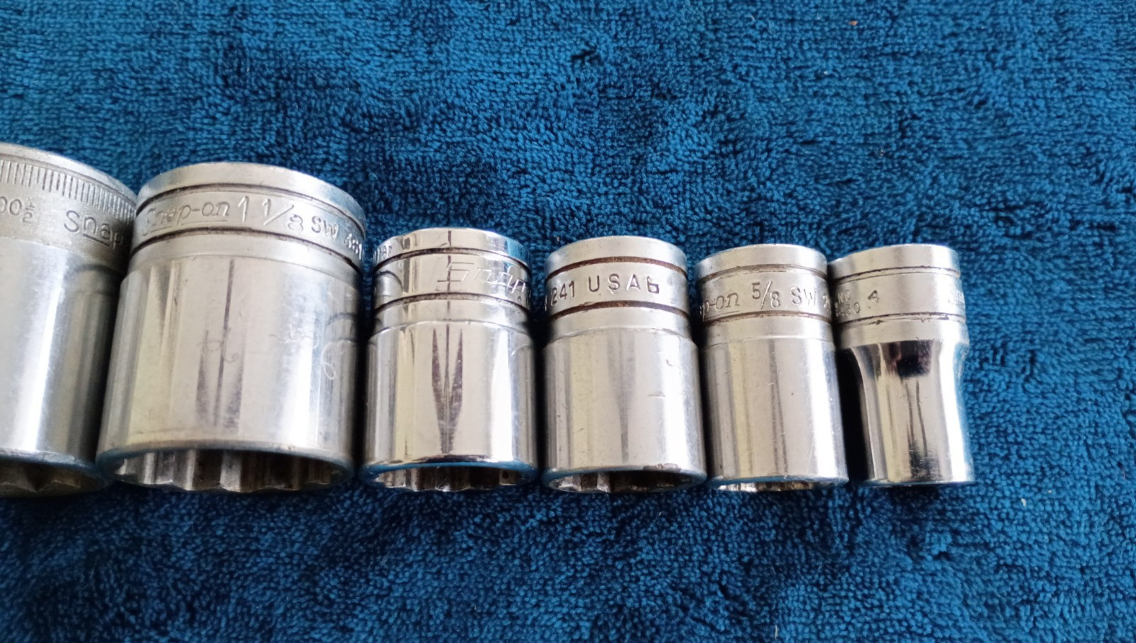 Vintage Snap-on Tools 1/2 Drive Shallow 12 Pt Socket Set of 7 1/2»-1 1/4».