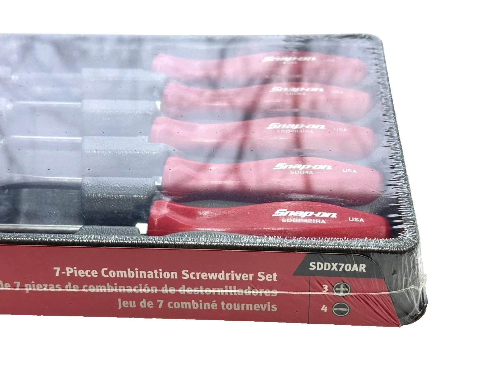 Snap On Tools RED 7pc Hard Handle Combination Screwdriver Set SDDX70AR NEW USA