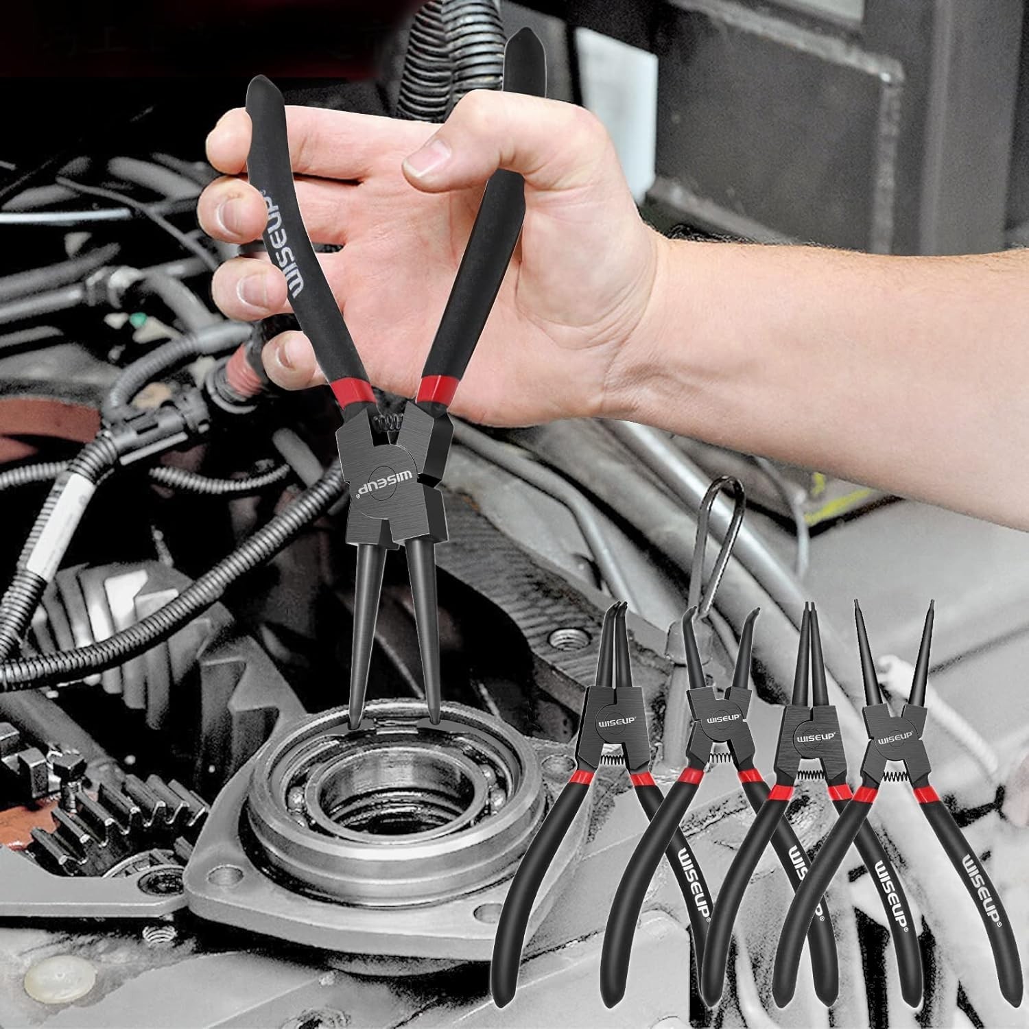7 Inch Heavy Duty C-Clip Removal Pliers Set – 4PCS with Anti-Slip Handle