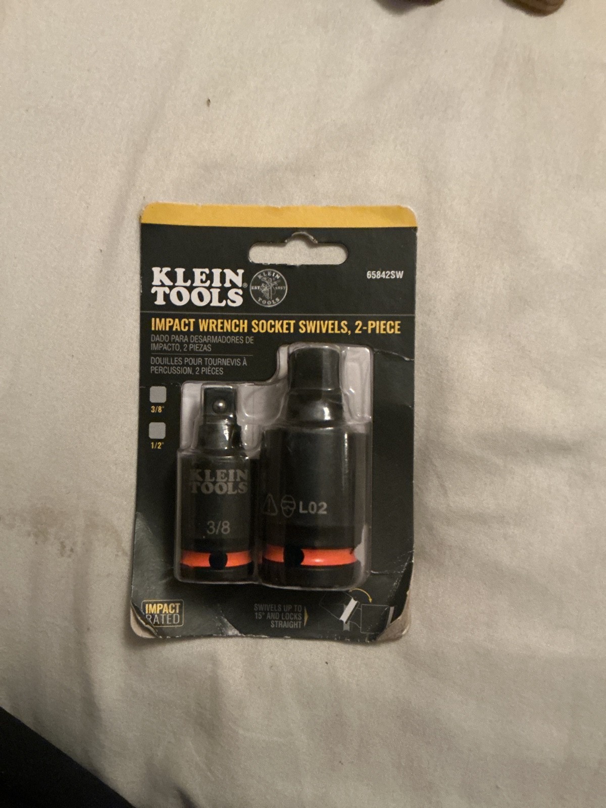 Klein Tools 65842SW Impact Wrench Socket Swivels 2 piece 3/8” & 1/2” New Sealed