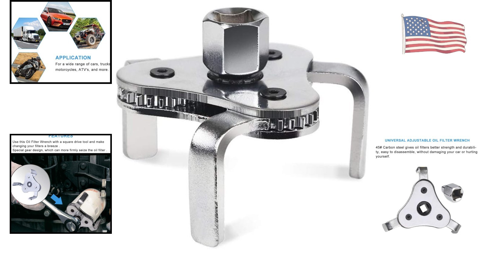 Versatile 2.5-4.5 Inch Oil Filter Wrench – Heavy Duty Carbon Steel Construction