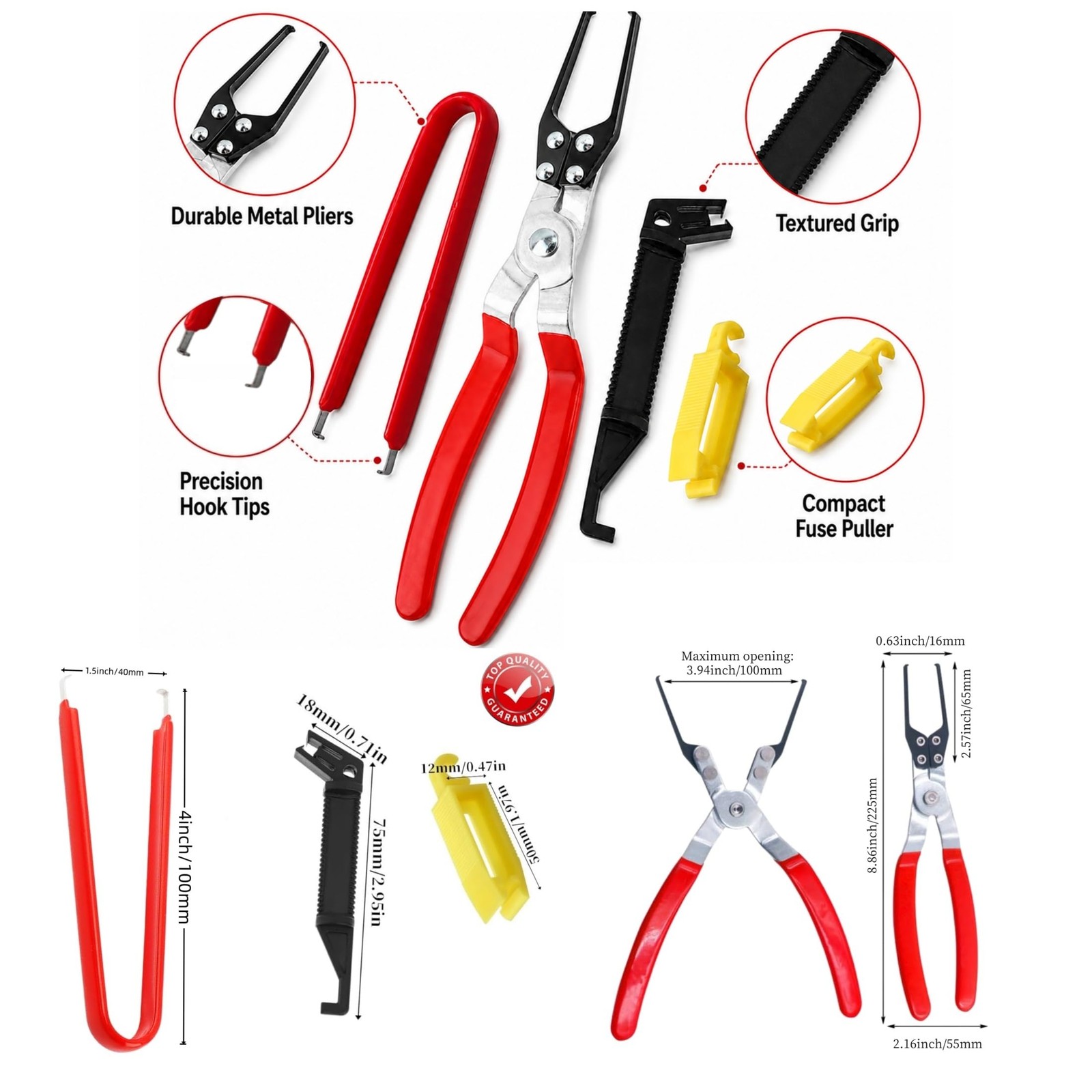 KUBOJSDLZ 4-Pack Relay Fuse Puller Pliers – Professional Automotive Tool Red