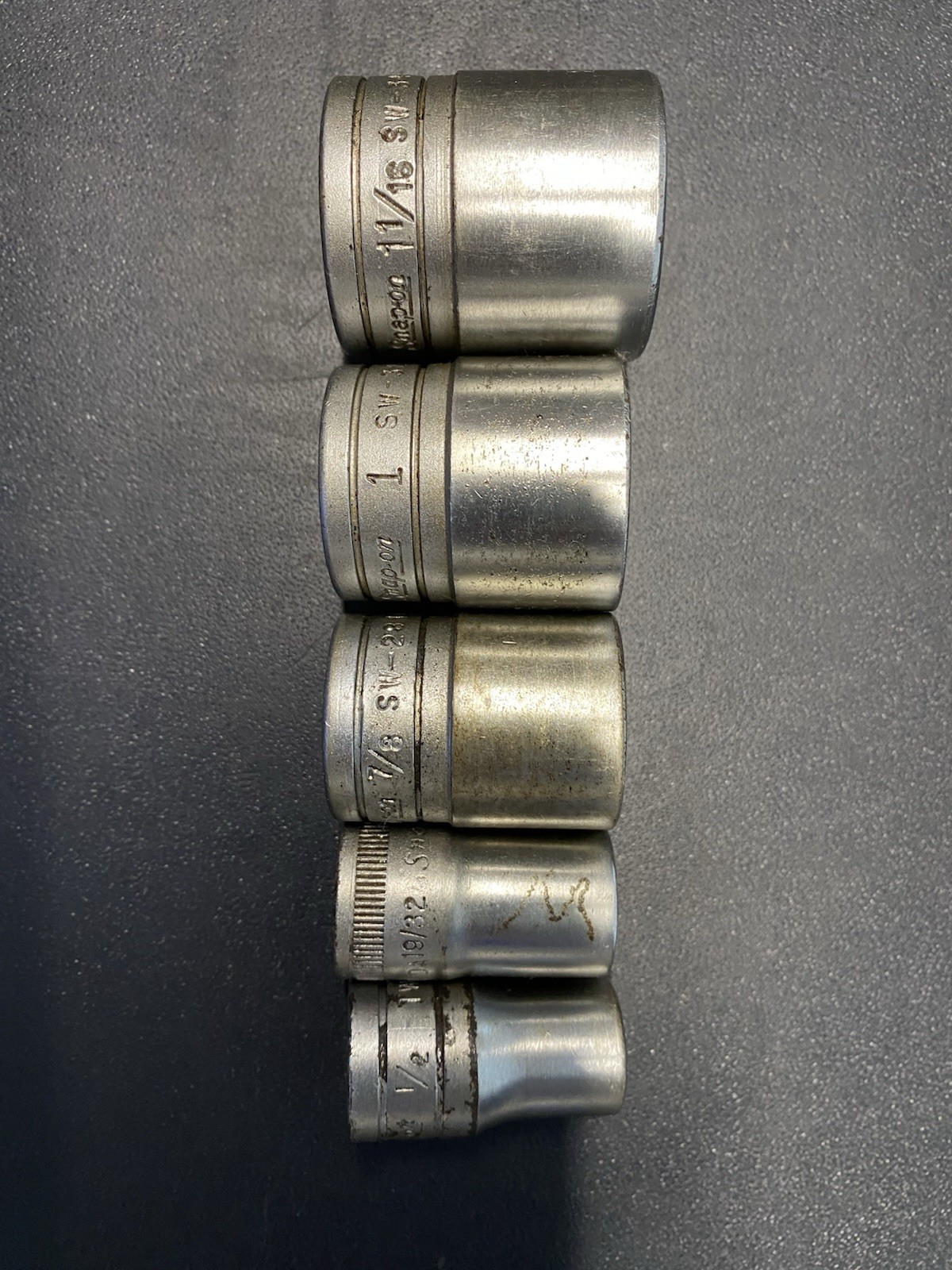 Snap On Sockets Made In Canada 1-1/16”, 1”, 7/8”, 19/32”, 1/2”