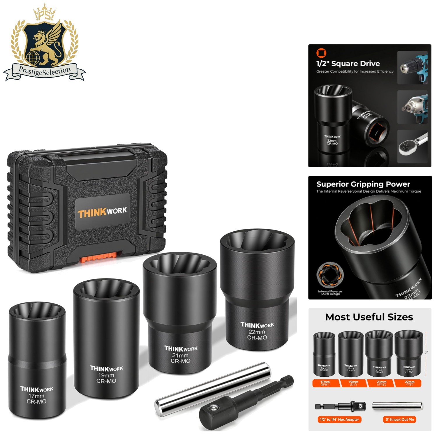 Heavy-Duty Bolt Extractor Tool Set – 1/2 Inch Drive, 6-Piece Durability Focused