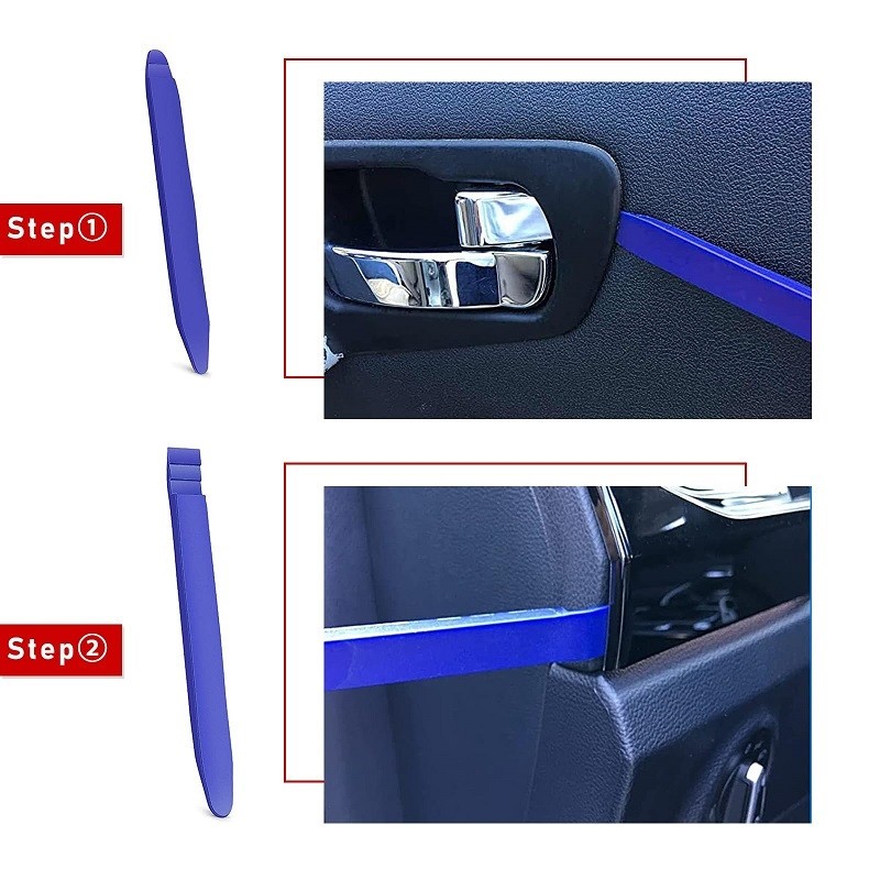 Trim Removal Kit With Metal Pry Removal Tool Dash Radio Stereo Blue Plastic