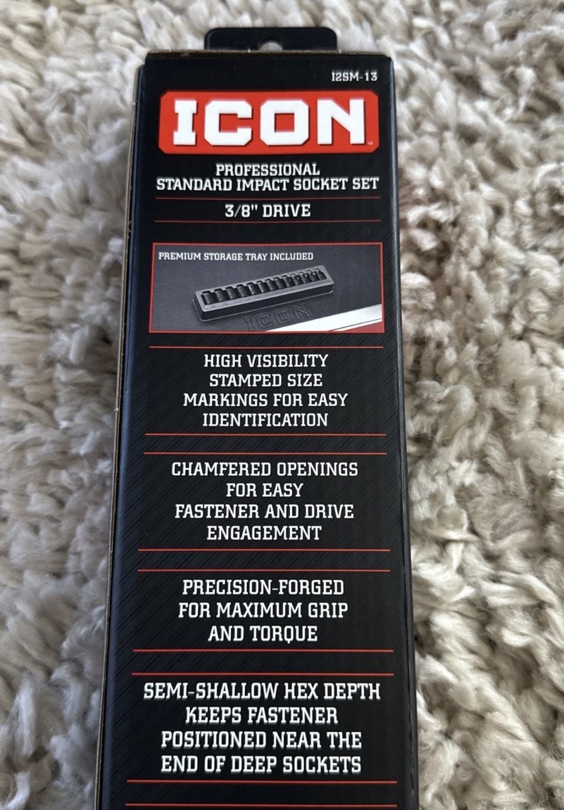 🔥 ICON 3/8″ Drive Metric Impact Thin Wall Socket Set, 13-PCS I2SM-13 70432 NIB