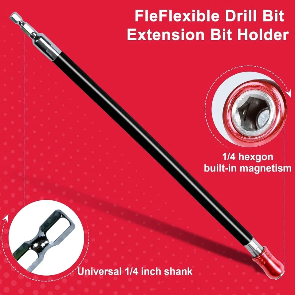 Flexible drill bit Extension Screwdriver Bit Holders, 1PACK 12Inches Black