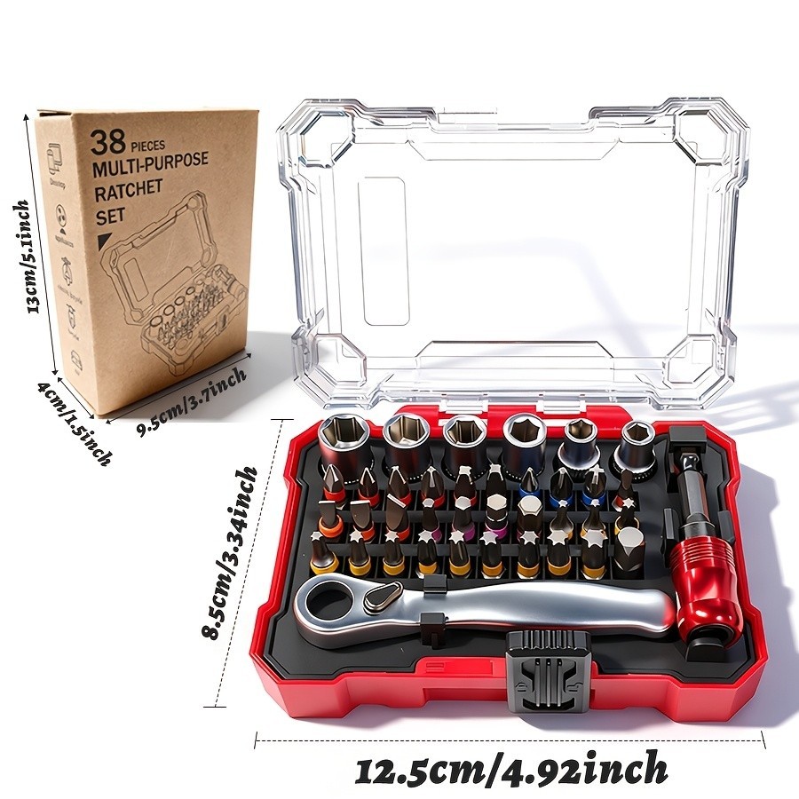 Brand new 38-piece impact screwdriver bit set, made of heat-treated S2 steel, 25